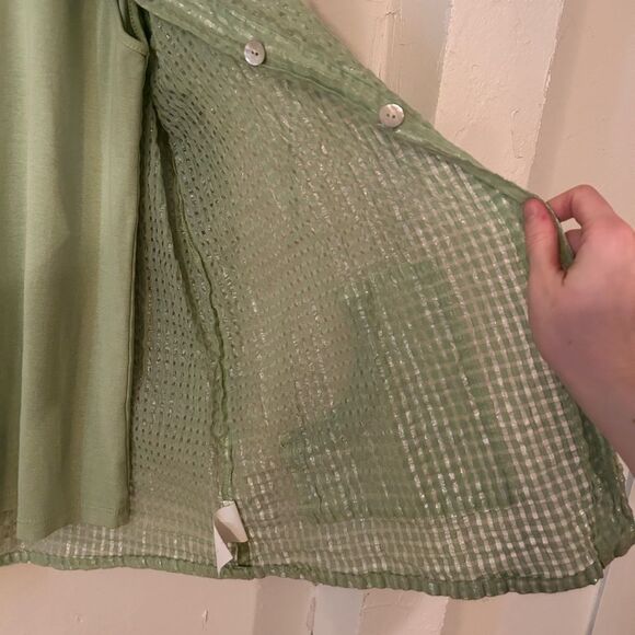 Fenini Women's Size Small Green Cotton Tank and Long Sleeve Button up Top Set - Picture 12 of 15